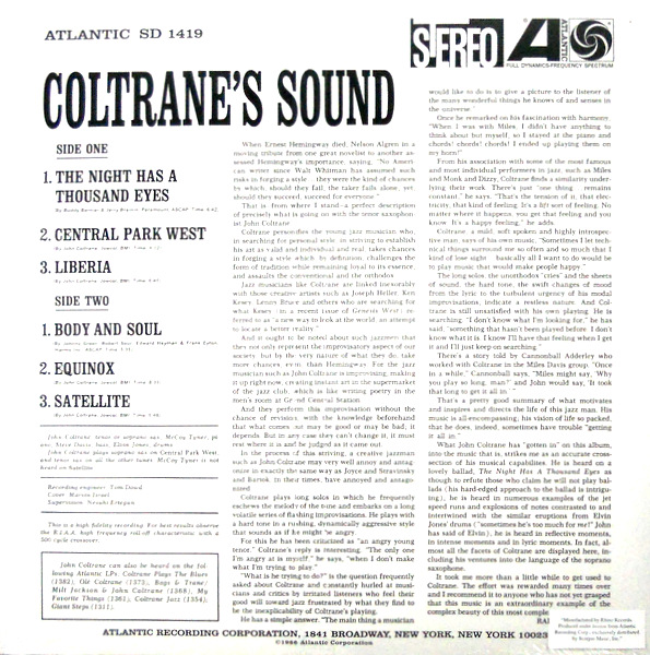 COLTRANE, JOHN coltrane's sound LP